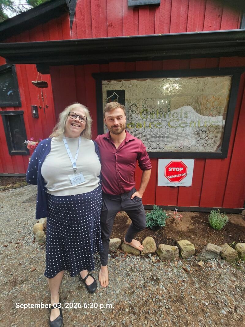 Jasmine's Stop Genocide sign outside the Gabriola Theatre Centre - sign #115