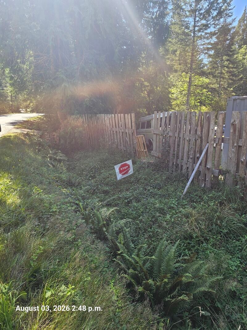 Nanette's Stop Genocide sign on Barrett Road, Gabriola - sign #109