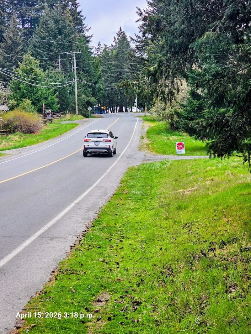 Stop Genocide sign on North Road, Gabriola